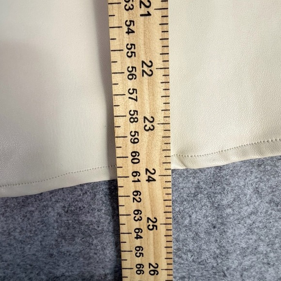 Faux Leather Long Sleeve Button Down Shirt Cream Puff Sleeve Size M - Picture 7 of 11